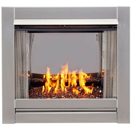 Duluth Forge Ventless Stainless Outdoor Gas Fireplace Insert With Reflective DF450SS-G-RCO